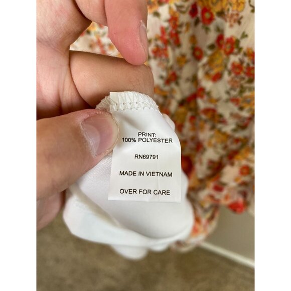 Anthropology Fig & Flower Womens Floral Print Dress Lace-Up Back Cap Sleeve L - Picture 6 of 8